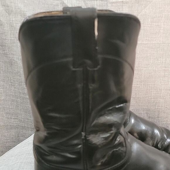 Justin Jackson Black Leather Cowboy Boots round to 3133 Men's sz 9.5EE WIDE - Picture 5 of 11